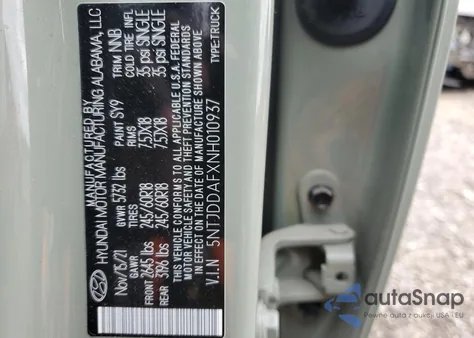 2022 Hyundai Santa Cruz Sel Premium z USA, uszkodzony, nr VIN 5NTJDDAFXNH010937